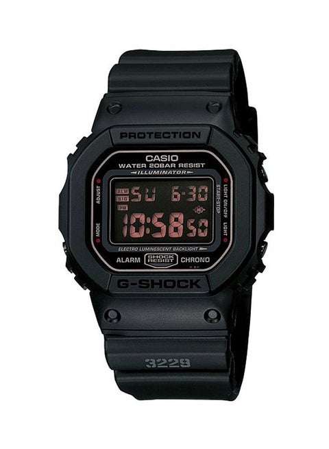 Men's Round Shape Resin Band Digital Wrist Watch - Black - DW-5600MS-1DR
