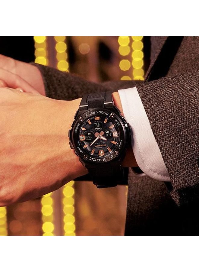 جي شوك ساعة يد رقمية بعقارب وسوار من الراتنج بتصميم دائري مقاس 49 مم - لون أسود طراز GST-S310BDD-1ADR men - Image 4