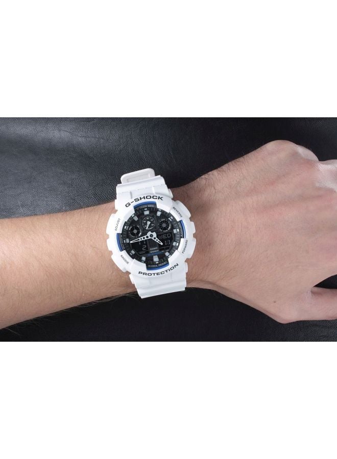 جي شوك ساعة عقارب/رقمية مقاومة للماء طراز GA-100B-7A للرجال - Image 4