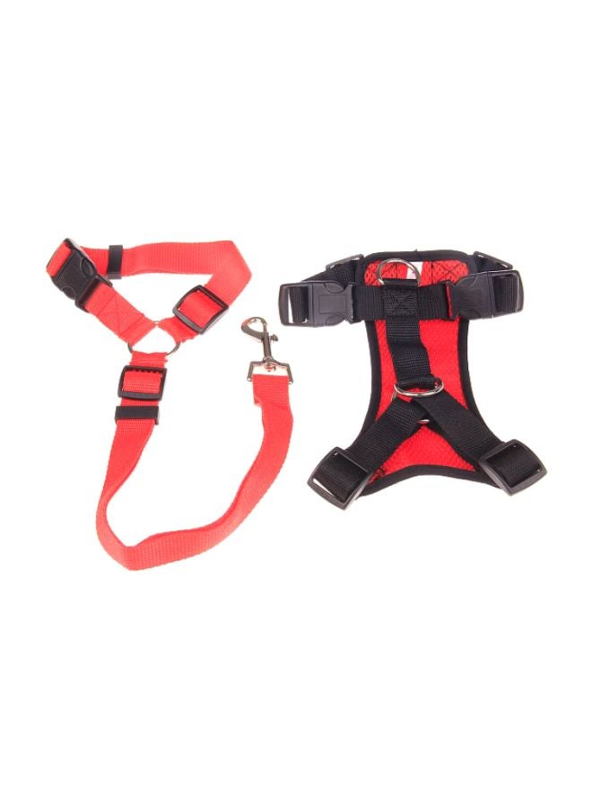 بيوينتي حزام للصدر بنسيج شبكي للحيوانات الأليفة مع حبل أحمر وأسود 46-80سم - Image 2