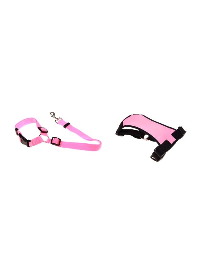 Beauenty Pet Chest Strap Mesh Harness With Rope Chain Pink/Black 46-81cm - Image 1
