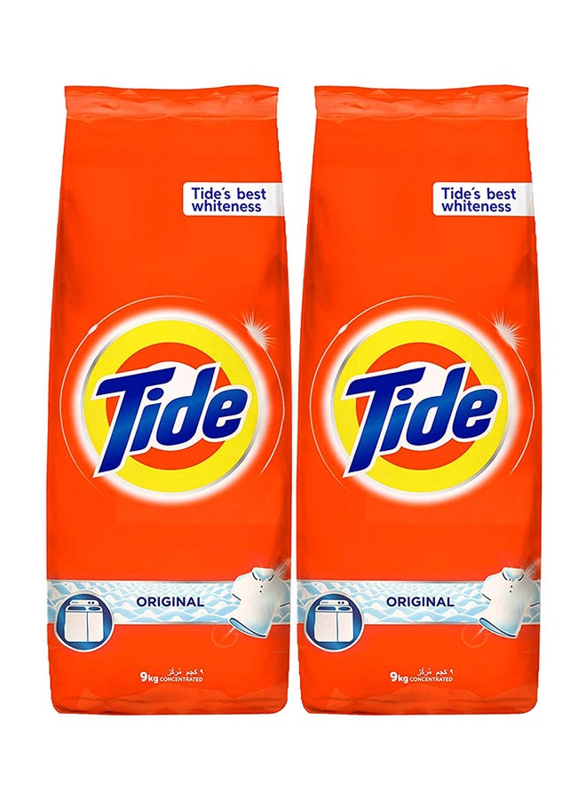 Tide Pack Of 2 Laundry Powder Detergent Original Scent 9kg - Image 1
