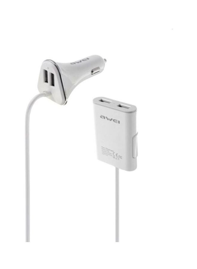 Awei 4-In-1 Quick Car Charger White - Image 2