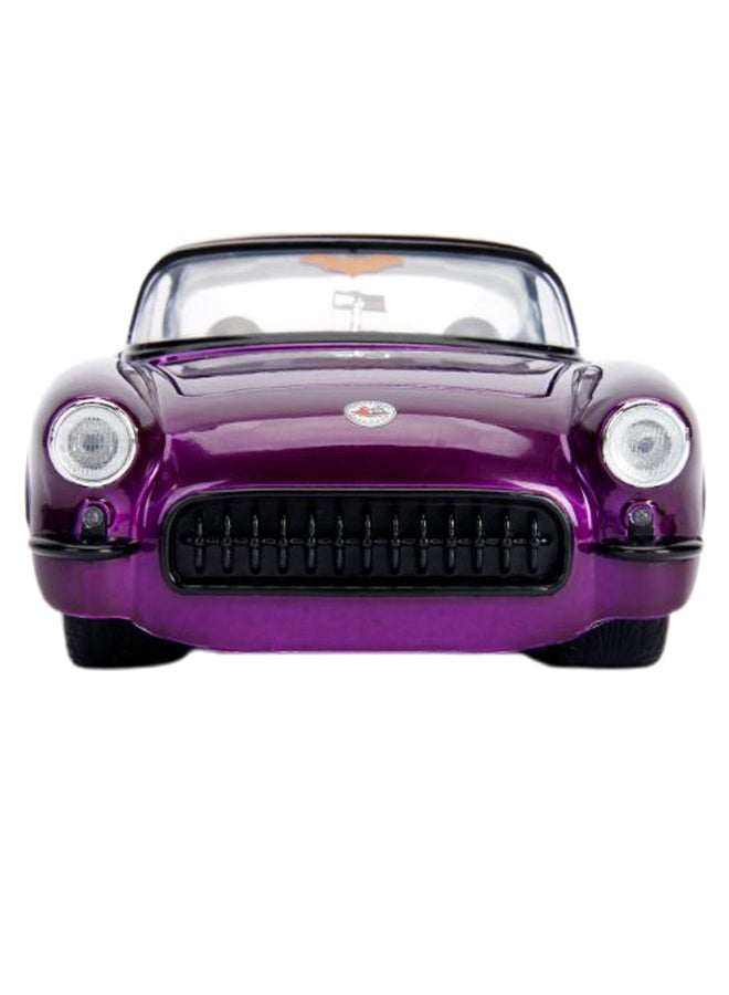 جادا لعبة سيارة شيفروليه كورفيت موديل 1957 مع مجسم الفتاة الوطواط من دي سي كوميكس بومبشيلز - Image 4