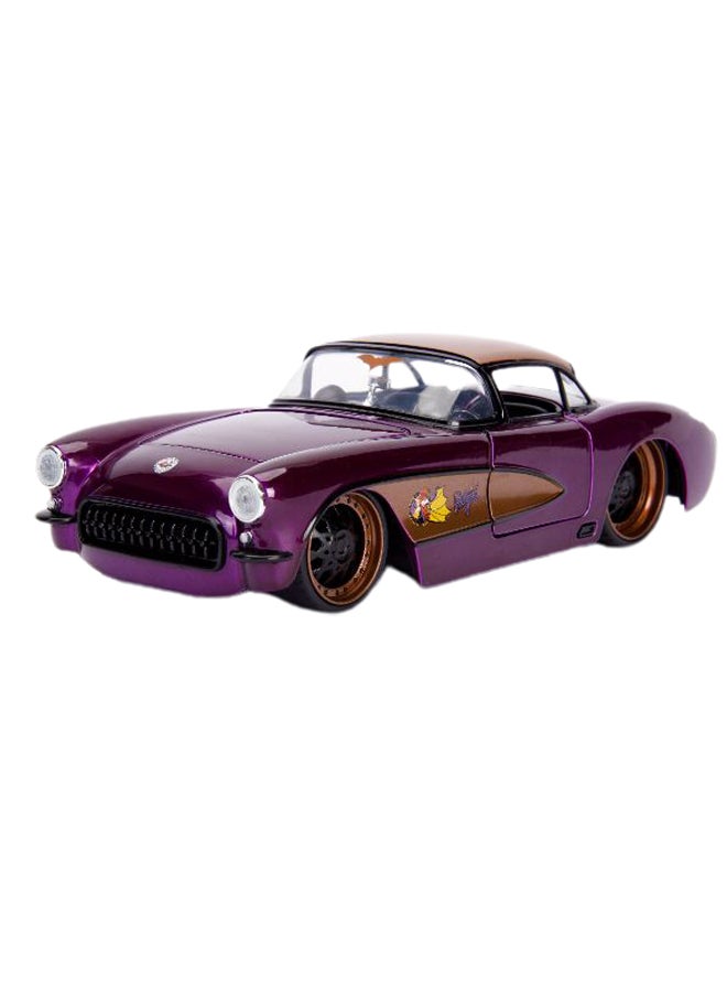 جادا لعبة سيارة شيفروليه كورفيت موديل 1957 مع مجسم الفتاة الوطواط من دي سي كوميكس بومبشيلز - Image 5