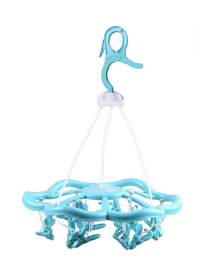 علاقة تجفيف ملابس قابلة للطي مكونة من 18 مشبكا أزرق 32x32x4سم - Image 1