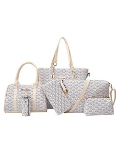 6-Piece Printed Handbag White