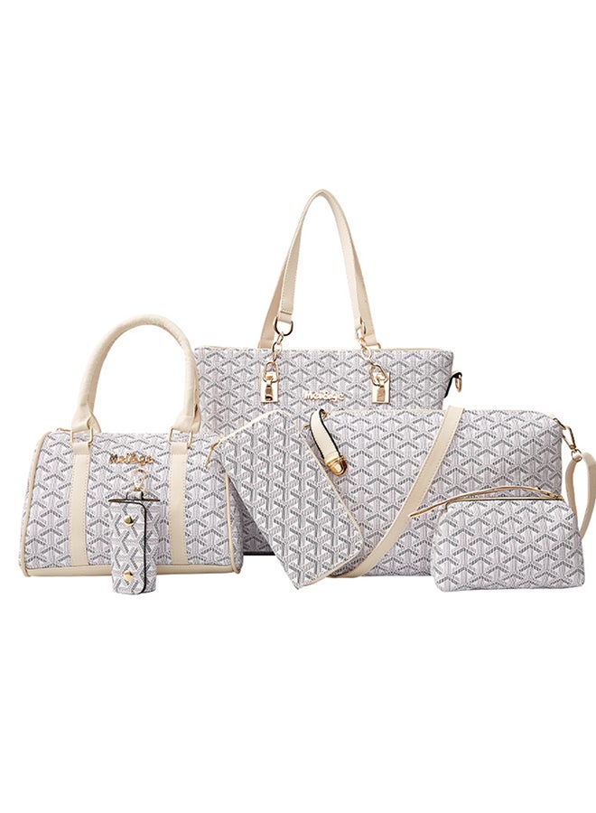 Generic - 6-Piece Printed Handbag White - Image 1