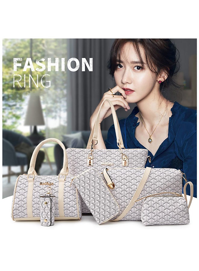 Generic - 6-Piece Printed Handbag White - Image 1