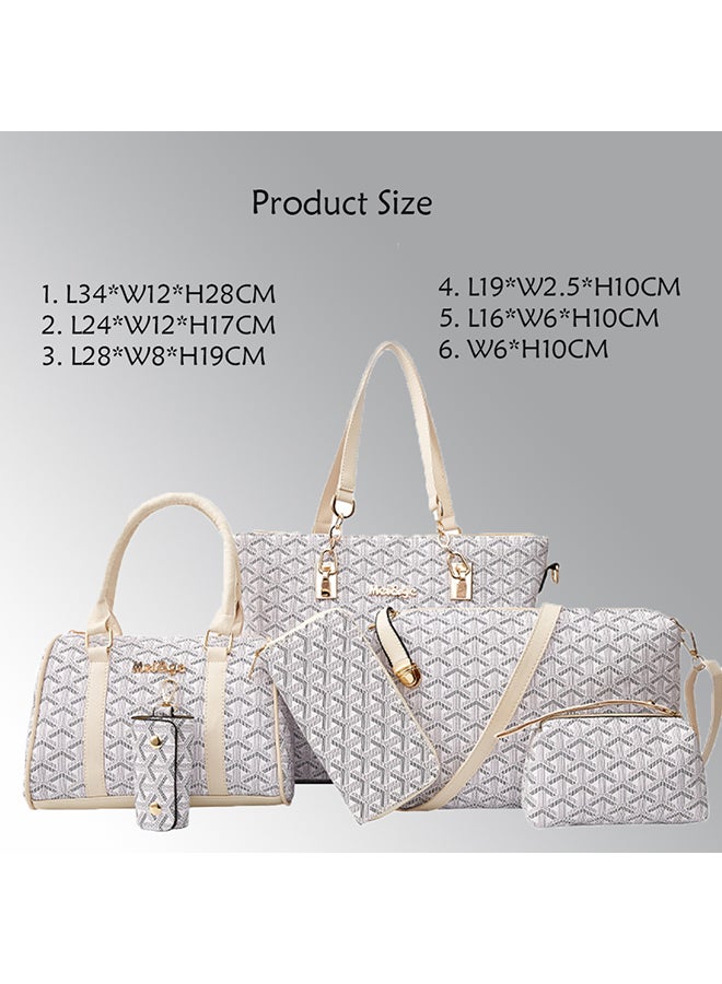 Generic - 6-Piece Printed Handbag White - Image 1