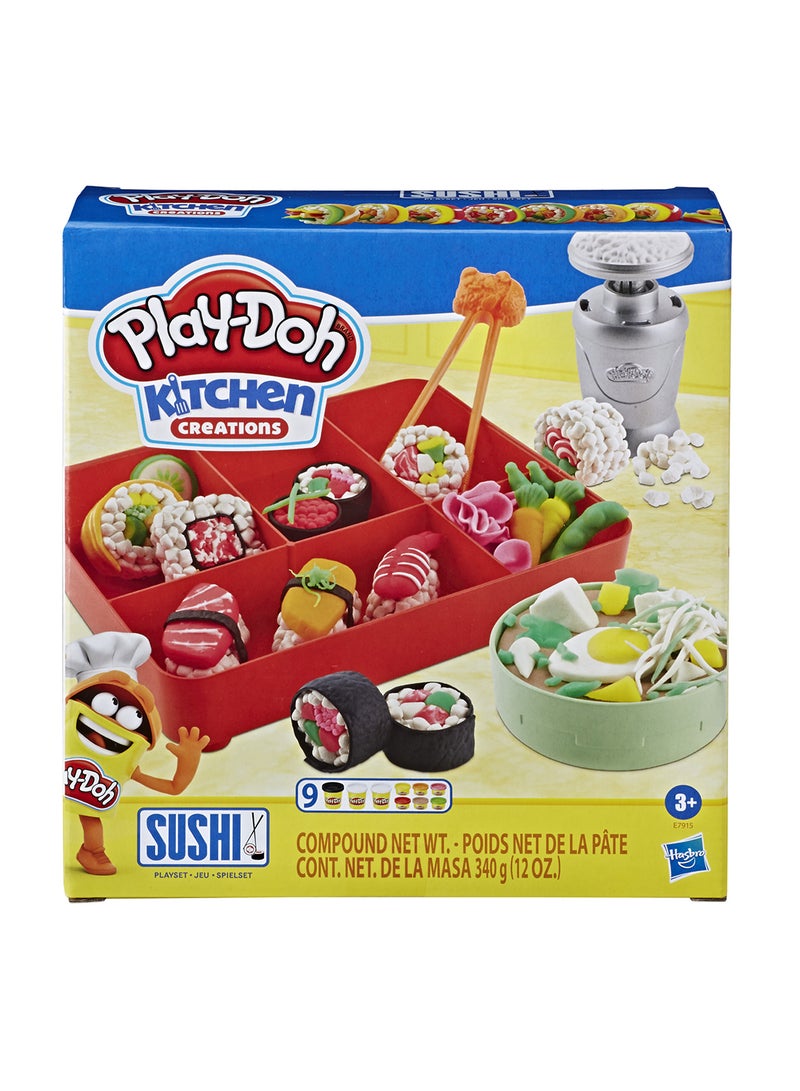 Play-Doh Play-Doh Kitchen Creations Sushi Play Food Set For Kids 3 Years And Up With Bento Box And 9 Non-Toxic Play-Doh Cans  - Image 1