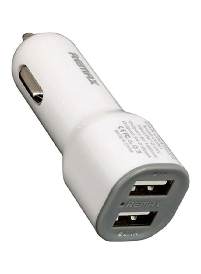 REMAX Dual Port USB Car Charger White/Grey - Image 2