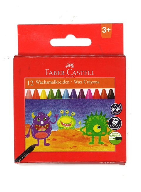 Pack Of 12 Wax Crayon Set Multicolour