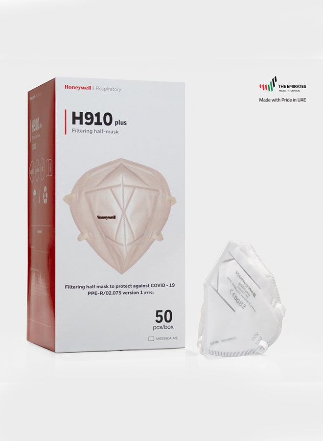 Honeywell - 50-Piece H910 FFP2 Face Mask Ear loop One Size Fits All White One Size Fits Most - Image 1