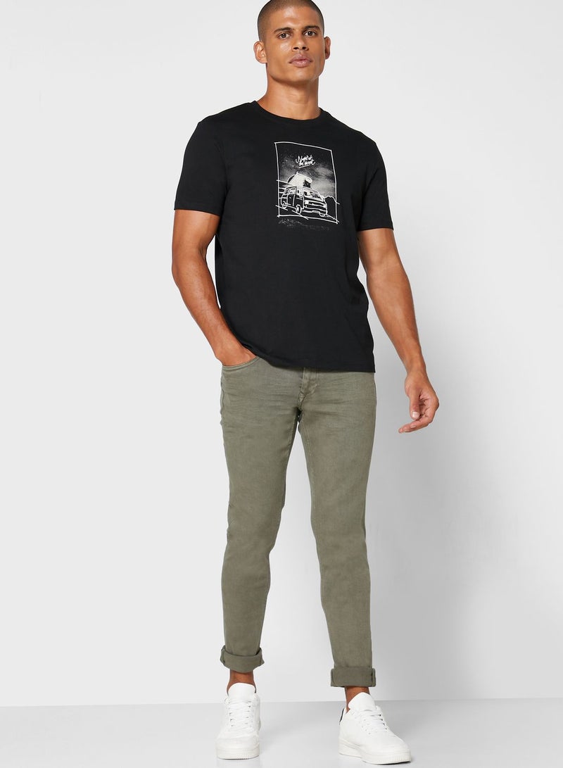 Reserved Graphic Crew Neck T-Shirt Black - Image 4