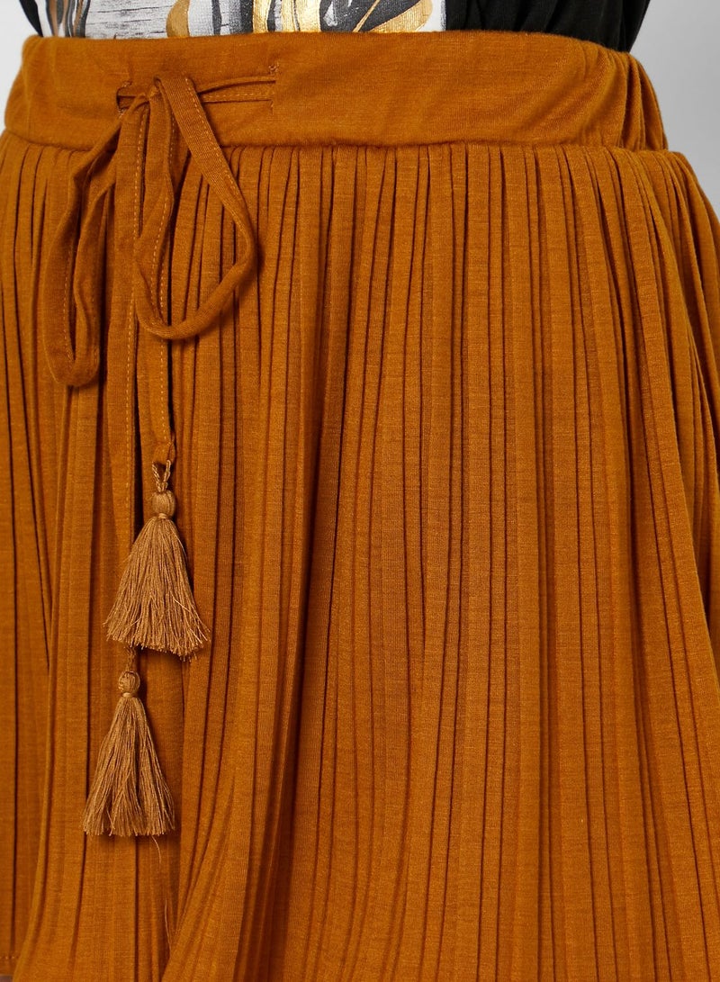 Reserved Tie Waist Mini Shorts Brown - Image 3