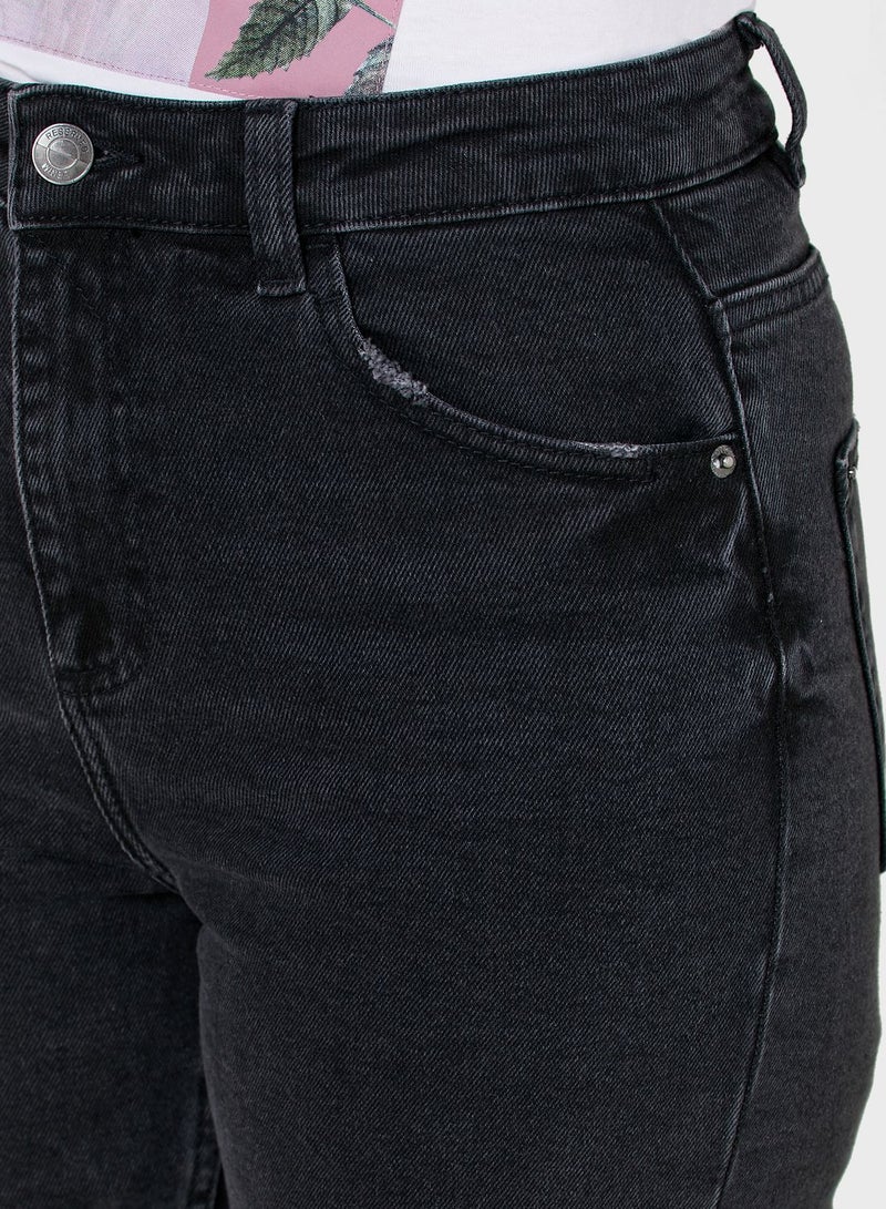 Reserved High Waist Straight Jeans Black  - Image 3