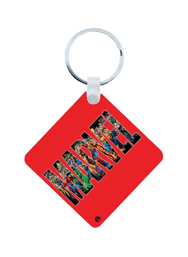 بي بي سلسلة مفاتيح مصنوعة من الخشب مطبوعة بكلمة "Marvel"