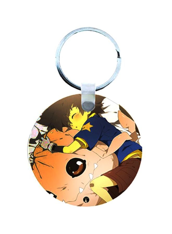 بي بي سلسلة مفاتيح من الخشب بطبعة من مسلسل الأنمي Digimon