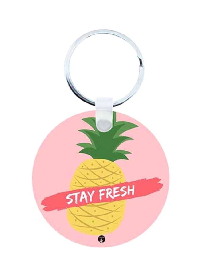 BP Pineapple Printed Wooden Keychain