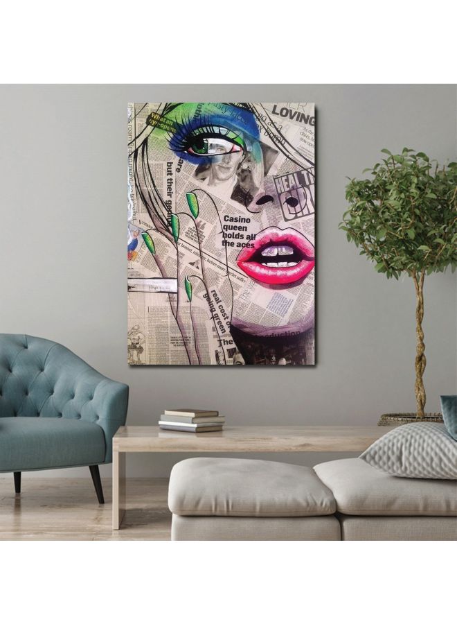 ROSE HAND Pop Art Themed Wall Painting With Frame Beige/Green/Pink 75x50cm - Image 2