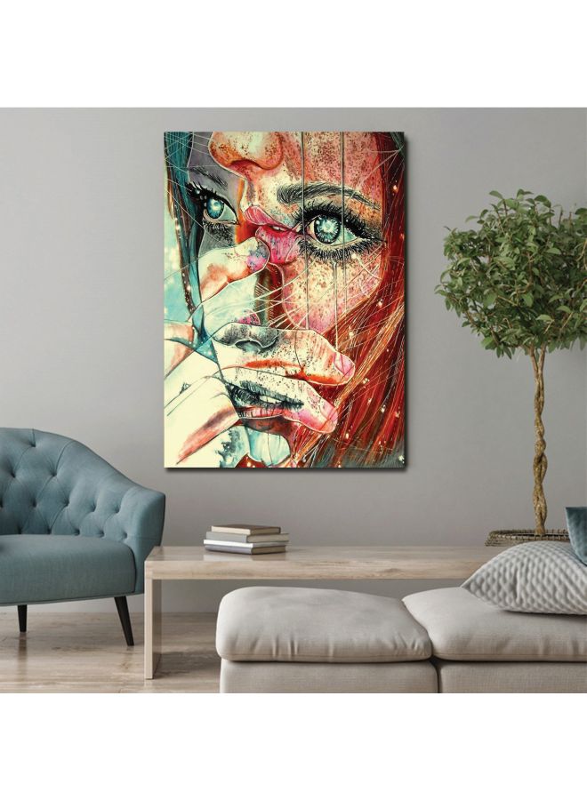 ROSE HAND 3D Girl Themed Wall Painting With Frame Yellow/Green/Brown 75x50cm - Image 2