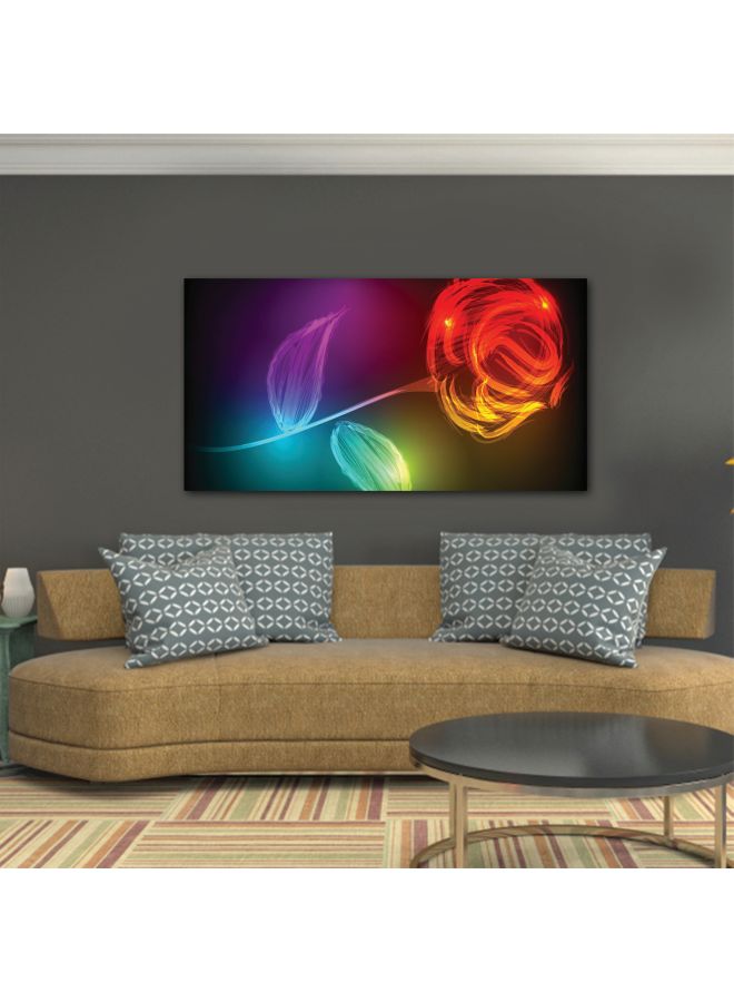ROSE HAND Rose Themed Canvas Framed Painting Red/Purple/Blue - Image 2