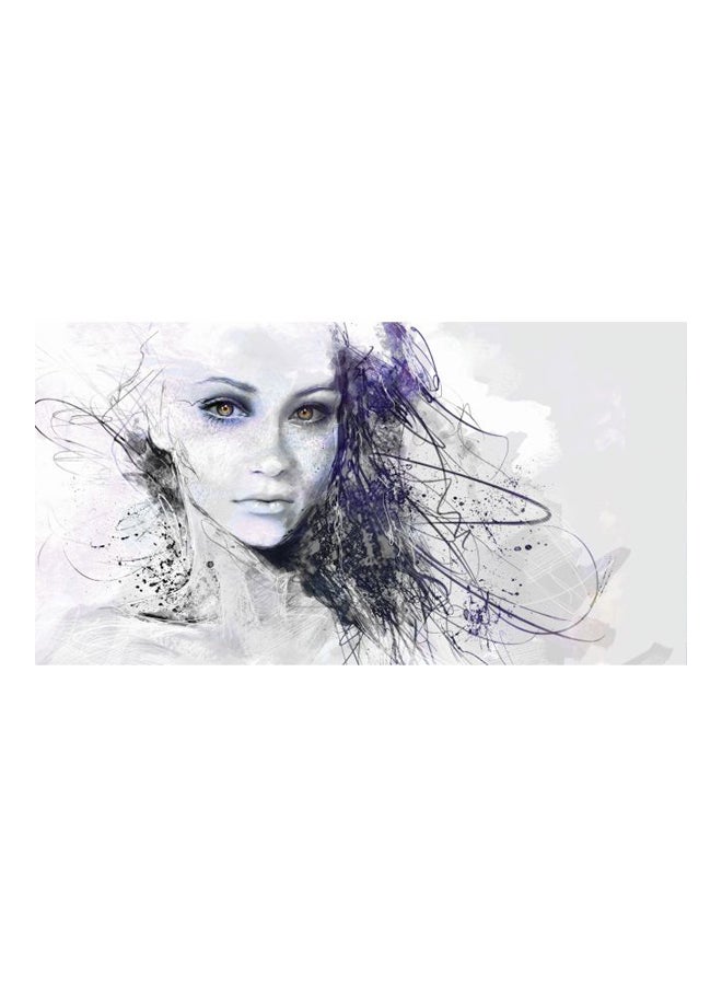 ROSE HAND Abstract Themed Canvas Framed Painting Grey/Blue 70x50cm - Image 1