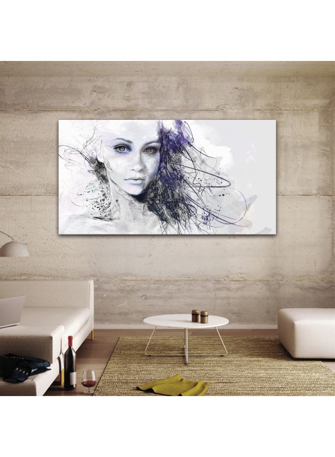ROSE HAND Abstract Themed Canvas Framed Painting Grey/Blue 70x50cm - Image 2