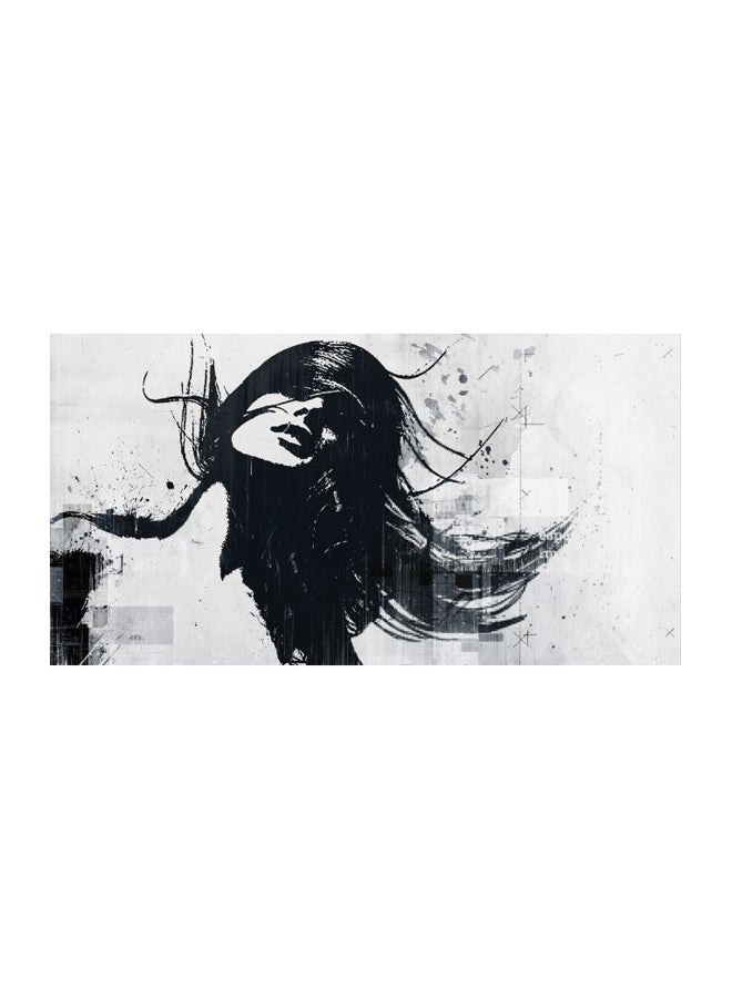 ROSE HAND Abstract Themed Canvas Framed Painting Grey/Black 70x50cm - Image 1