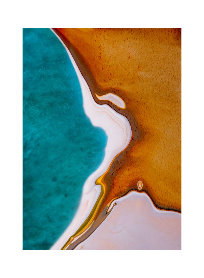 ROSE HAND Abstract Themed Canvas Painting With Frame Brown/Blue/White 70x50cm - Image 1