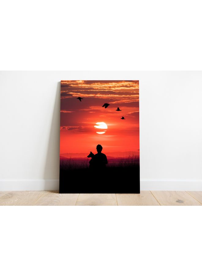 ROSE HAND Landscape Themed Canvas Painting With Frame Red/Black/Yellow 70x50cm - Image 2