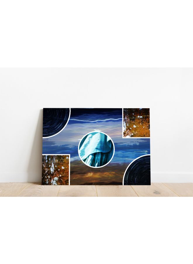 ROSE HAND Abstract Themed Canvas Painting With Frame Blue/Brown/White 70x50cm - Image 2