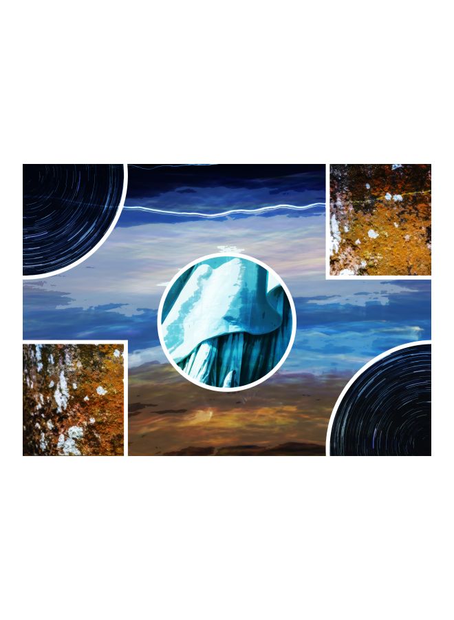 ROSE HAND Abstract Themed Canvas Painting With Frame Blue/Brown/White 70x50cm - Image 1