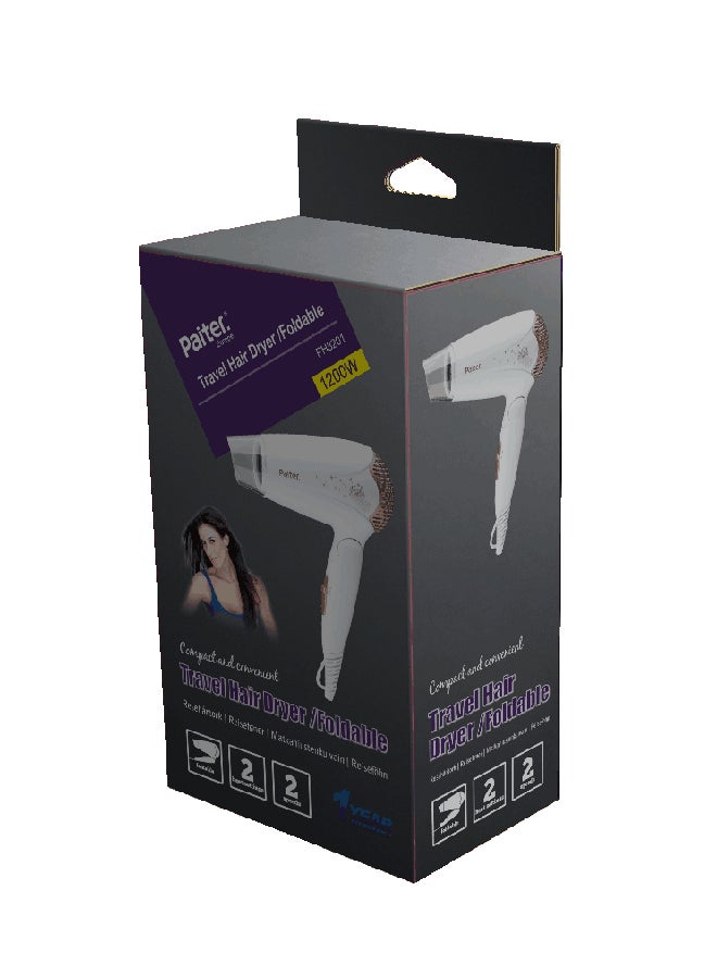 Paiter Foldable Hair Dryer White/Rose Gold - Image 2
