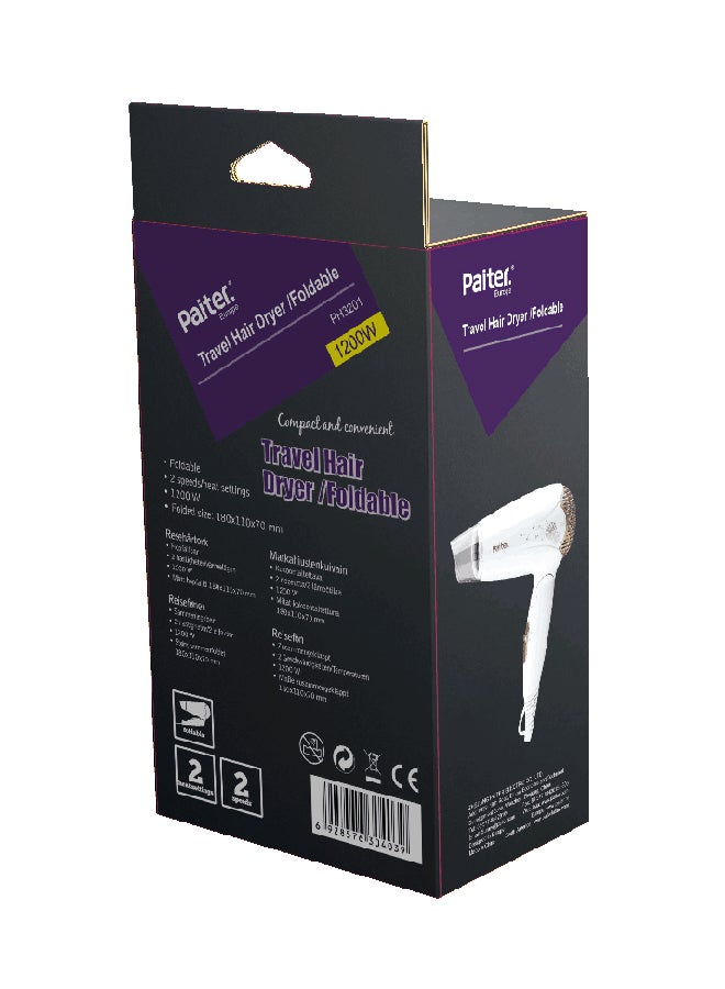 Paiter Foldable Hair Dryer White/Rose Gold - Image 3
