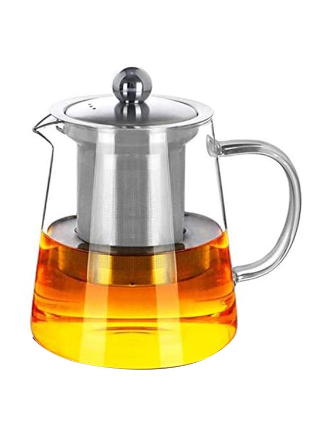 Heat Resistant Glass Tea Pot With Stainless Steel Strainer And Lid Clear/Silver 950ml - Image 2
