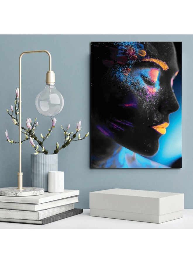 ROSE HAND Girl Themed Framed Painting Black/Blue/Orange 75x50cm - Image 2