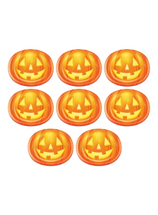 CREATIVE CONVERTING 8-Piece Halloween Pumpkin Themed Tray Set 10x12inch  - Image 1