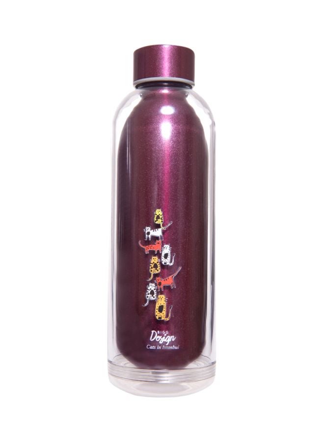 Biggdesign Cats Printed Water Bottle Clear/Pink/White 23x8x8cm  - Image 1