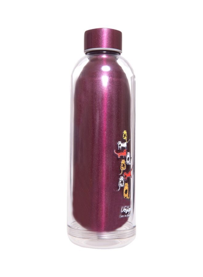Biggdesign Cats Printed Water Bottle Clear/Pink/White 23x8x8cm  - Image 2