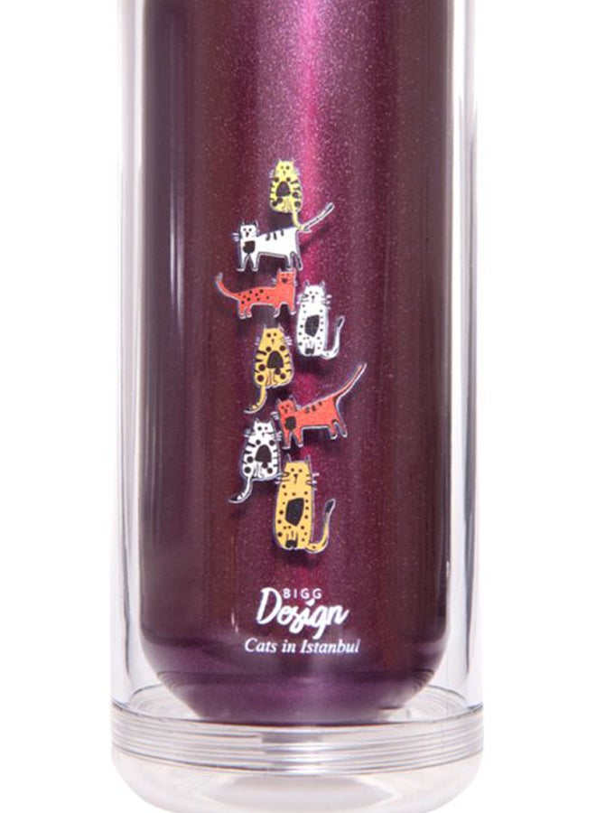 Biggdesign Cats Printed Water Bottle Clear/Pink/White 23x8x8cm  - Image 5