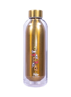 Cats Printed Water Bottle Gold/Clear/White 23x8x8cm - v1598885998/N40055177A_1