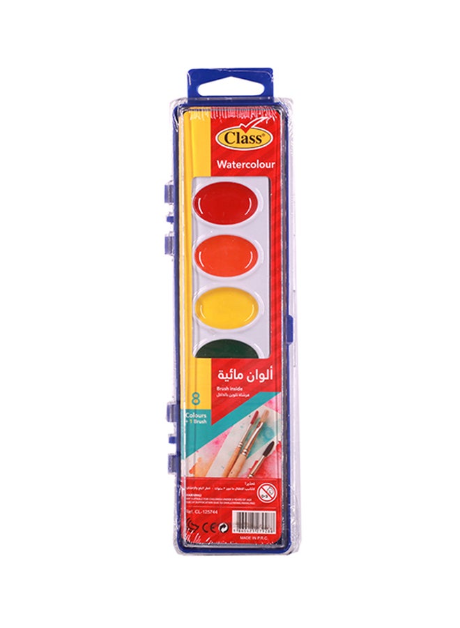 class 8 Colors Watercolor Set With Brush Multicolour 