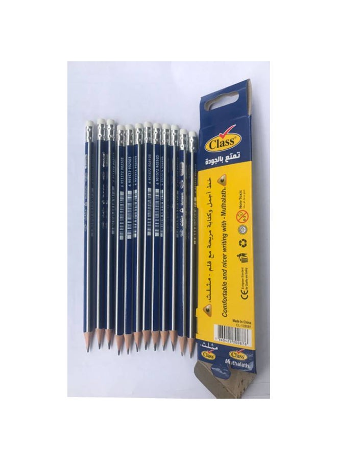 class - Packet Of 12 Triangular Pencils- Hb2 Silver - Image 1