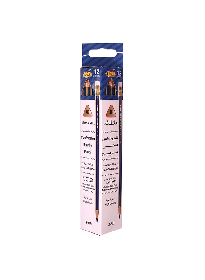 class Packet Of 12 Triangular Pencils- Hb2 Gold 