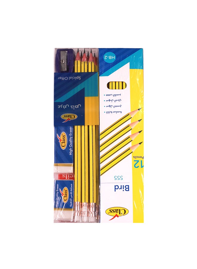 class 12 Piece Pencil Eraser Set Multicolour 