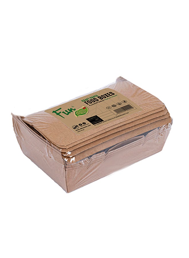 Fun 6-Piece Kraft Paper Food Box Brown 180x120x50mm 