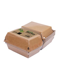 Fun 6-Piece Green Track Kraft Paper Snack Box Brown 14x9x8cm 