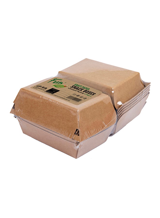 Fun 6-Piece Green Track Kraft Paper Snack Box Brown 14x9x8cm 